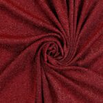 Tessuto Madrid Maglina con Lurex Jersey Bi-Elastica - Fondo Nero-Lurex Rosso - Mezzo Metro