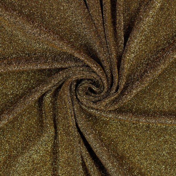 Tessuto Madrid Maglina con Lurex Jersey Bi-Elastica - Fondo Nero-Lurex Oro - Mezzo Metro