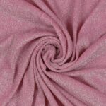 Tessuto Madrid Maglina con Lurex Jersey Bi-Elastica - Fondo Rosa - Lurex Argento - Mezzo Metro
