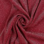 Tessuto Madrid Maglina con Lurex Jersey Bi-Elastica - Fondo Rosso - Lurex Argento - Mezzo Metro
