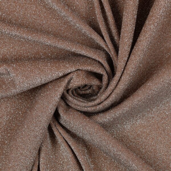 Tessuto Madrid Maglina con Lurex Jersey Bi-Elastica - Fondo Beige - Lurex Argento - Mezzo Metro