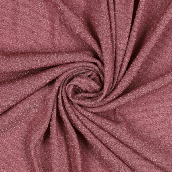 Tessuto Madrid Maglina con Lurex Jersey Bi-Elastica - Fondo Rosa Antico-Lurex Rosa - Mezzo Metro