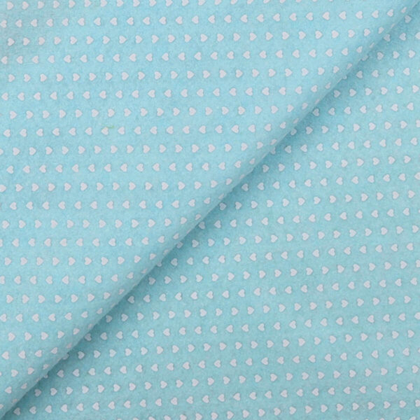 Pannolenci Stampato Fantasia Cuore Bianco Piccolo Fogli - 50x90cm - Celeste