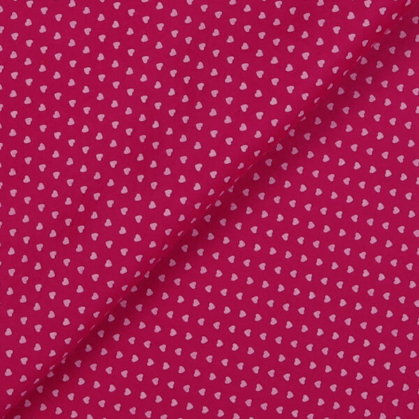 Pannolenci Stampato Fantasia Cuore Bianco Piccolo al Metro - Fucsia