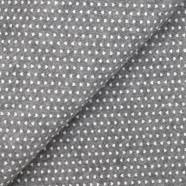 Pannolenci Stampato Fantasia Cuore Bianco Piccolo Fogli - 30x45cm - Grigio Chiaro Melange