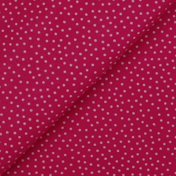 Pannolenci Stampato Fantasia Pois Bianco Piccolo al Metro - Fucsia