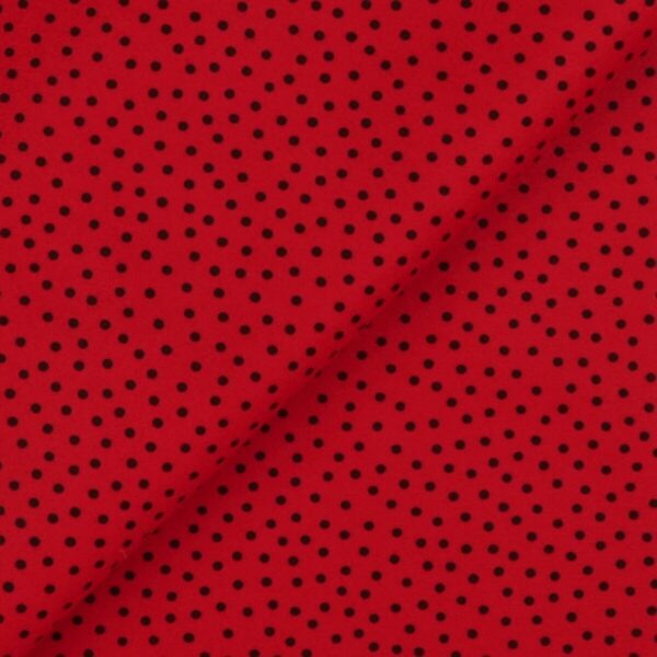 Pannolenci Stampato Fantasia Pois Nero Piccolo al Metro - Rosso