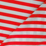 Tessuto Raso Stampato Fantasia - Rigato Rosso fondo Bianco