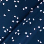 Tessuto Raso Stampato Fantasia - Stelline Bianche fondo Blu