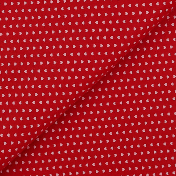 Pannolenci Stampato Fantasia Cuore Bianco Piccolo al Metro - Rosso