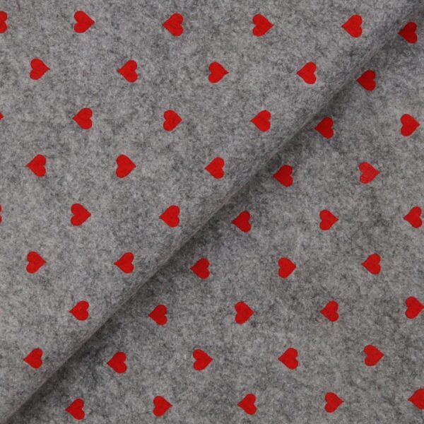 Pannolenci Stampato Fantasia Cuore Grande Rosso Fogli - 30x45cm - Grigio Chiaro Melange