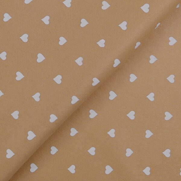 Pannolenci Stampato Fantasia Cuore Grande Bianco Fogli - 30x45cm - Beige Palomino