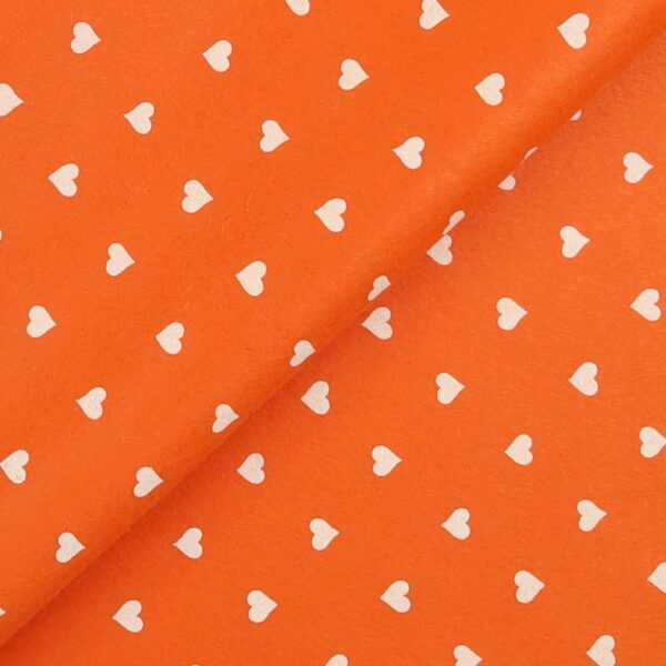 Pannolenci Stampato Fantasia Cuore Grande Bianco Fogli - 30x45cm - Arancio