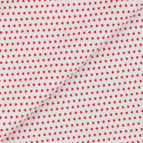Pannolenci Stampato Fantasia Cuore Piccolo Rosso al Metro - Bianco