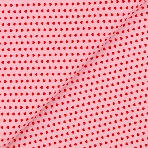 Pannolenci Stampato Fantasia Cuore Piccolo Rosso al Metro - Rosa Baby