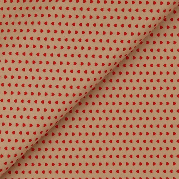 Pannolenci Stampato Fantasia Cuore Piccolo Rosso al Metro - Beige Palomino
