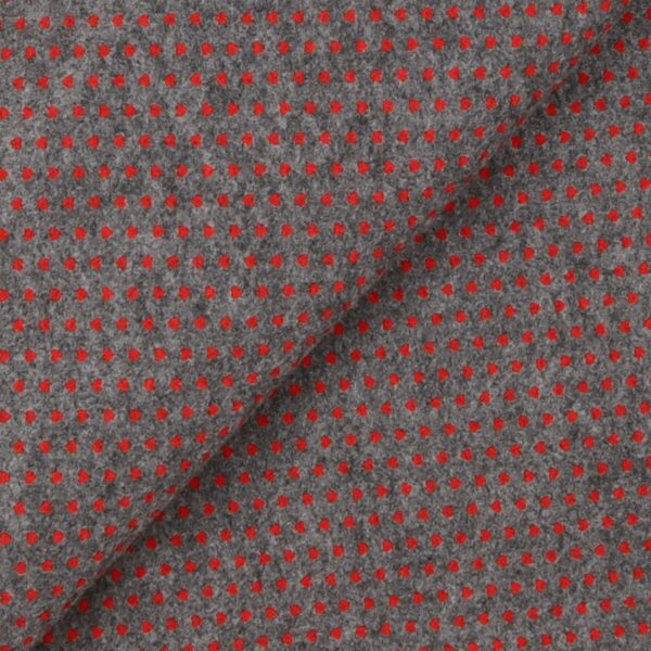 Pannolenci Stampato Fantasia Cuore Piccolo Rosso al Metro - Grigio Scuro Melange