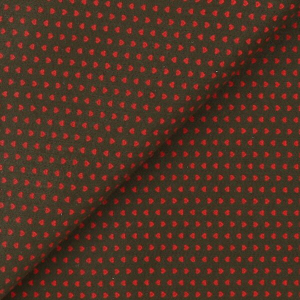 Pannolenci Stampato Fantasia Cuore Piccolo Rosso al Metro - Verde Militare