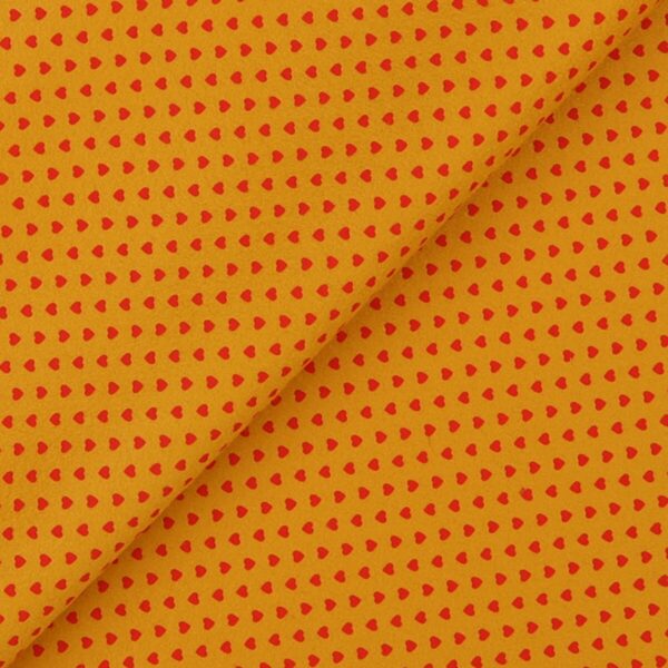 Pannolenci Stampato Fantasia Cuore Piccolo Rosso al Metro - Ocra