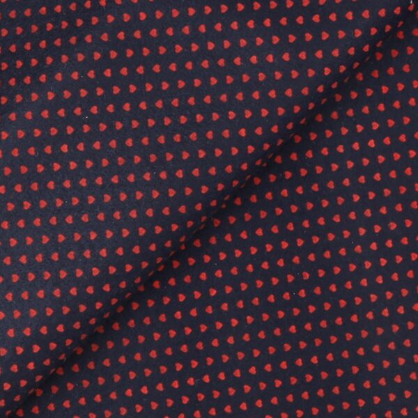 Pannolenci Stampato Fantasia Cuore Piccolo Rosso al Metro - Blu