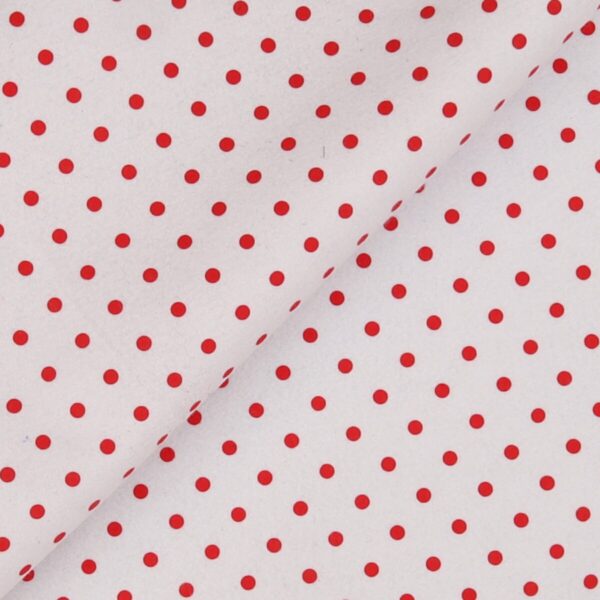Pannolenci Stampato Fantasia Pois Grande Rosso al Metro - Bianco