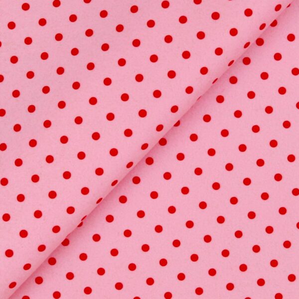 Pannolenci Stampato Fantasia Pois Grande Rosso al Metro - Rosa Baby