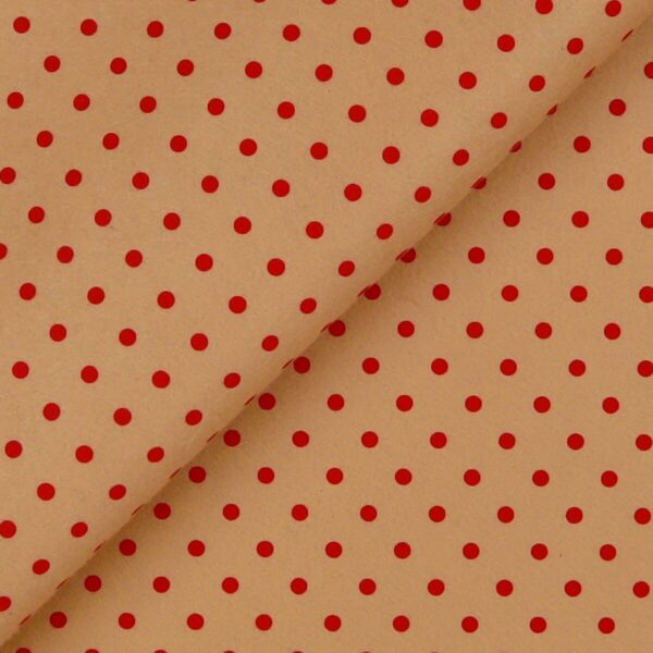 Pannolenci Stampato Fantasia Pois Grande Rosso al Metro - Beige Palomino