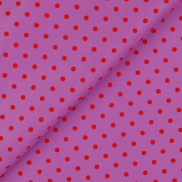 Pannolenci Stampato Fantasia Pois Grande Rosso al Metro - Glicine