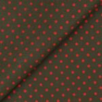 Pannolenci Stampato Fantasia Pois Grande Rosso al Metro - Verde Militare
