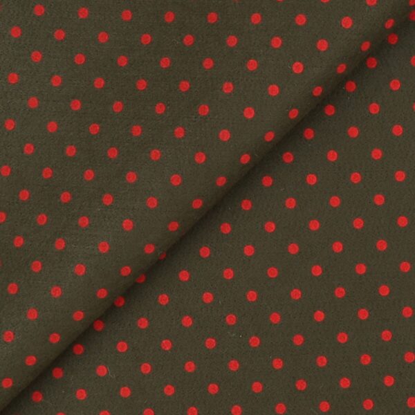 Pannolenci Stampato Fantasia Pois Grande Rosso al Metro - Verde Militare