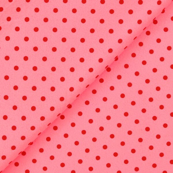 Pannolenci Stampato Fantasia Pois Grande Rosso al Metro - Rosa Forte