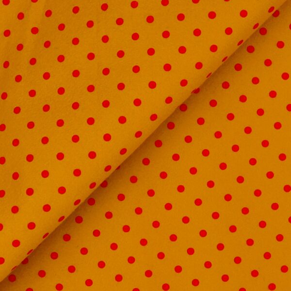 Pannolenci Stampato Fantasia Pois Grande Rosso al Metro - Senape