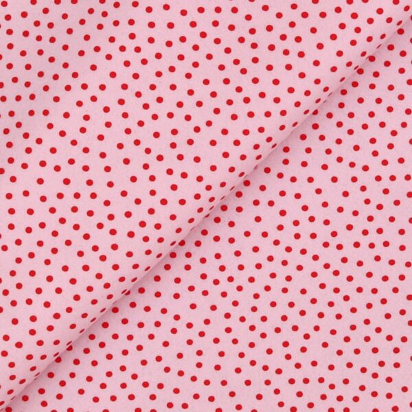Pannolenci Stampato Fantasia Pois Piccolo Rosso al Metro - Rosa Baby
