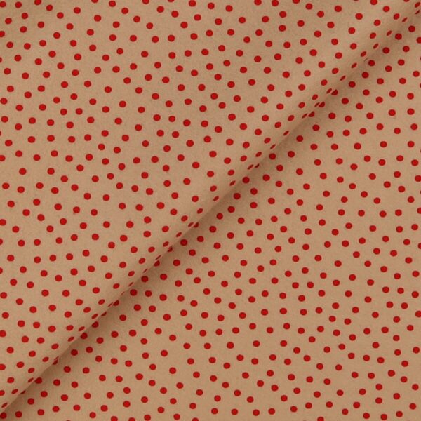 Pannolenci Stampato Fantasia Pois Piccolo Rosso al Metro - Beige Palomino
