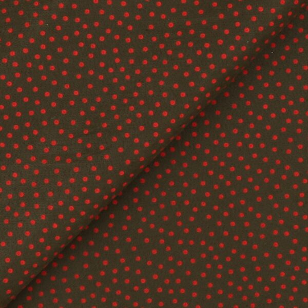 Pannolenci Stampato Fantasia Pois Piccolo Rosso al Metro - Verde Militare