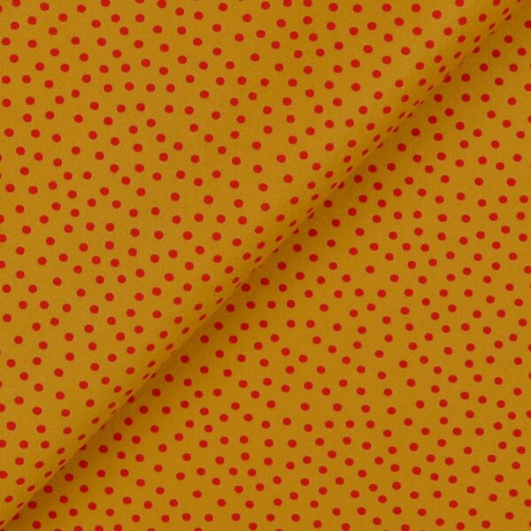 Pannolenci Stampato Fantasia Pois Piccolo Rosso al Metro - Ocra