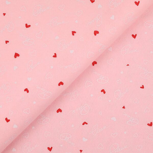 Pannolenci Stampato Fantasia Please Cuore Fogli - 30x45cm - Rosa Baby