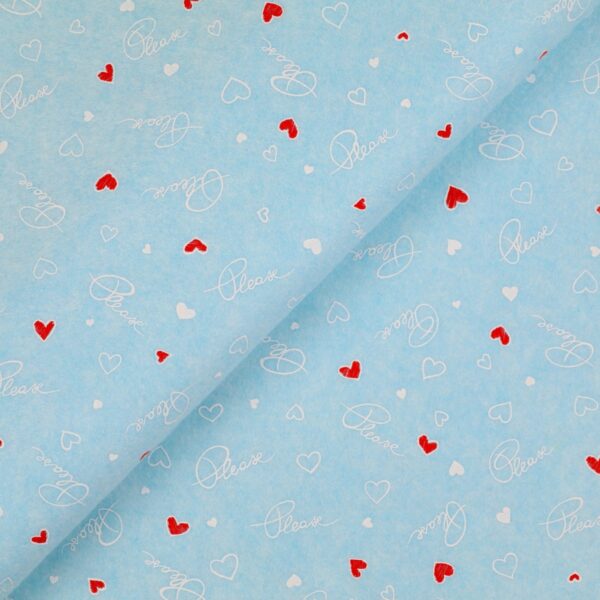 Pannolenci Stampato Fantasia Please Cuore Fogli - 50x90cm  - Celeste