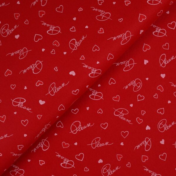 Pannolenci Stampato Fantasia Please Cuore Fogli - 30x45cm - Rosso