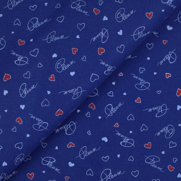 Pannolenci Stampato Fantasia Please Cuore Fogli - 30x45cm - Blu Cina