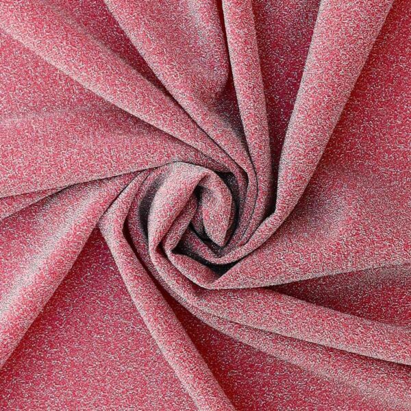 Tessuto Hollywood Maglina con Lurex Jersey MonoElastica - Fondo Rosa Baby - Lurex Argento - Mezzo Metro