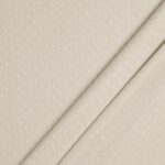 Tessuto Piquet di Cotone Stampato - Pois Bianchi Fondo Beige - Mezzo Metro