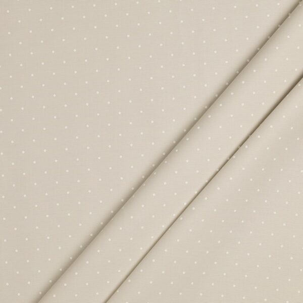 Tessuto Piquet di Cotone Stampato - Pois Bianchi Fondo Beige - Mezzo Metro