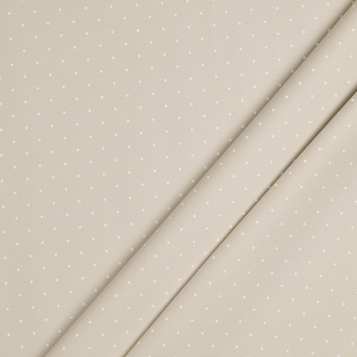 Piquet-Cotone-Stampato-Pois-Lineari-Bianco-Fondo-Beige-Pieghe-Mondotessuti