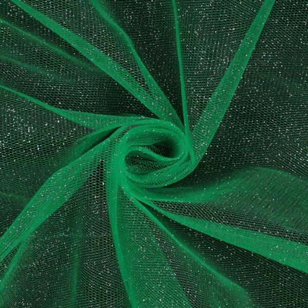 Tessuto Tulle Glitter al Metro - Verde Tavolo