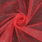 Tessuto Tulle Glitter al Metro - Rosso