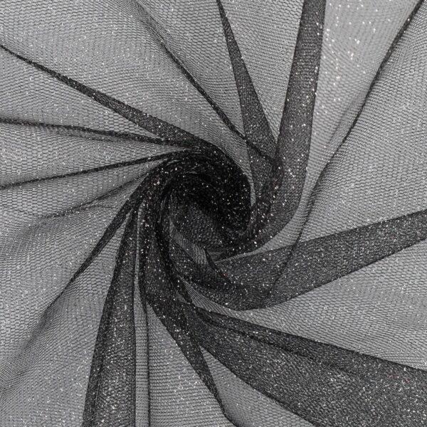 Tessuto Tulle Glitter al Metro - Nero - Mezzo Metro
