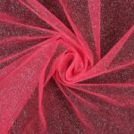Tessuto Tulle Glitter al Metro - Fucsia Fluo