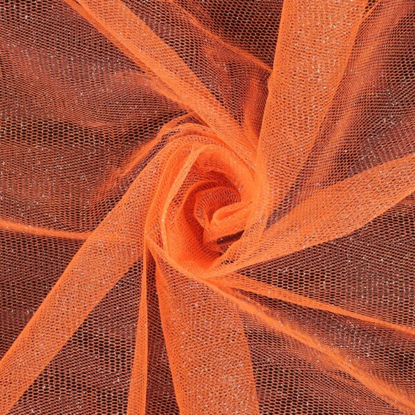 Tessuto Tulle Glitter al Metro - Arancio Fluo - Mezzo Metro