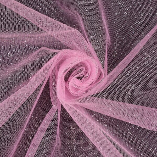Tessuto Tulle Glitter al Metro - Rosa Forte